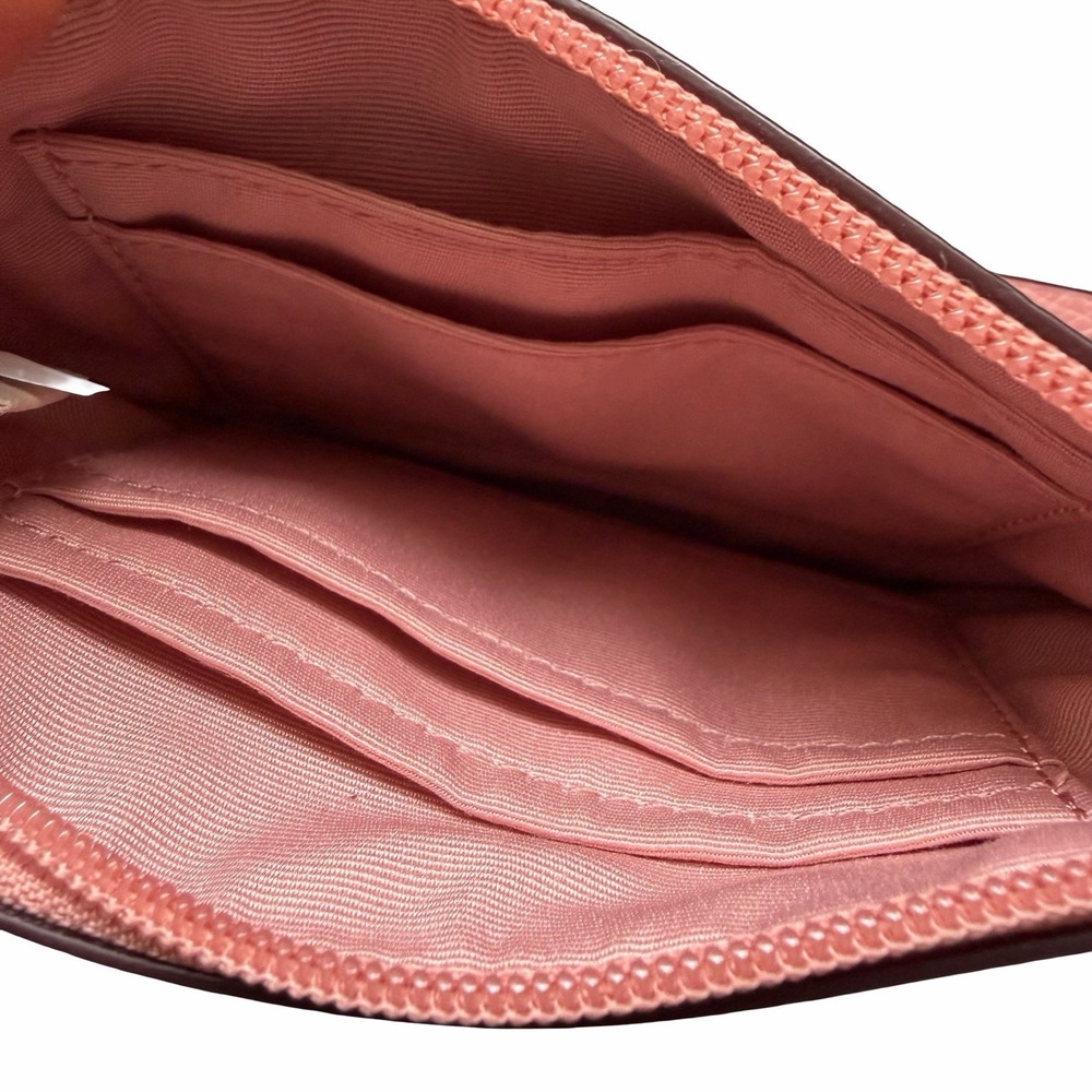 Coach Pebbled‎ Leather Zip Top Pouch Wristlet Pink Wallet F52850 - Picture 6 of 7